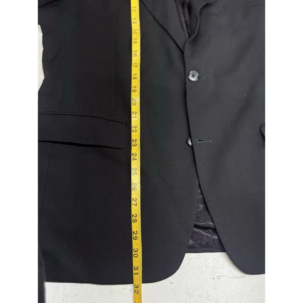 Andrew Fezza Mens Blazer Jacket Solid Black Size 43R Super 100’s Luxury Wool